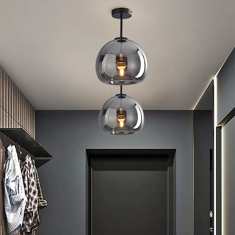 Hallway Modern Ceiling Light | Copper Glass Globe