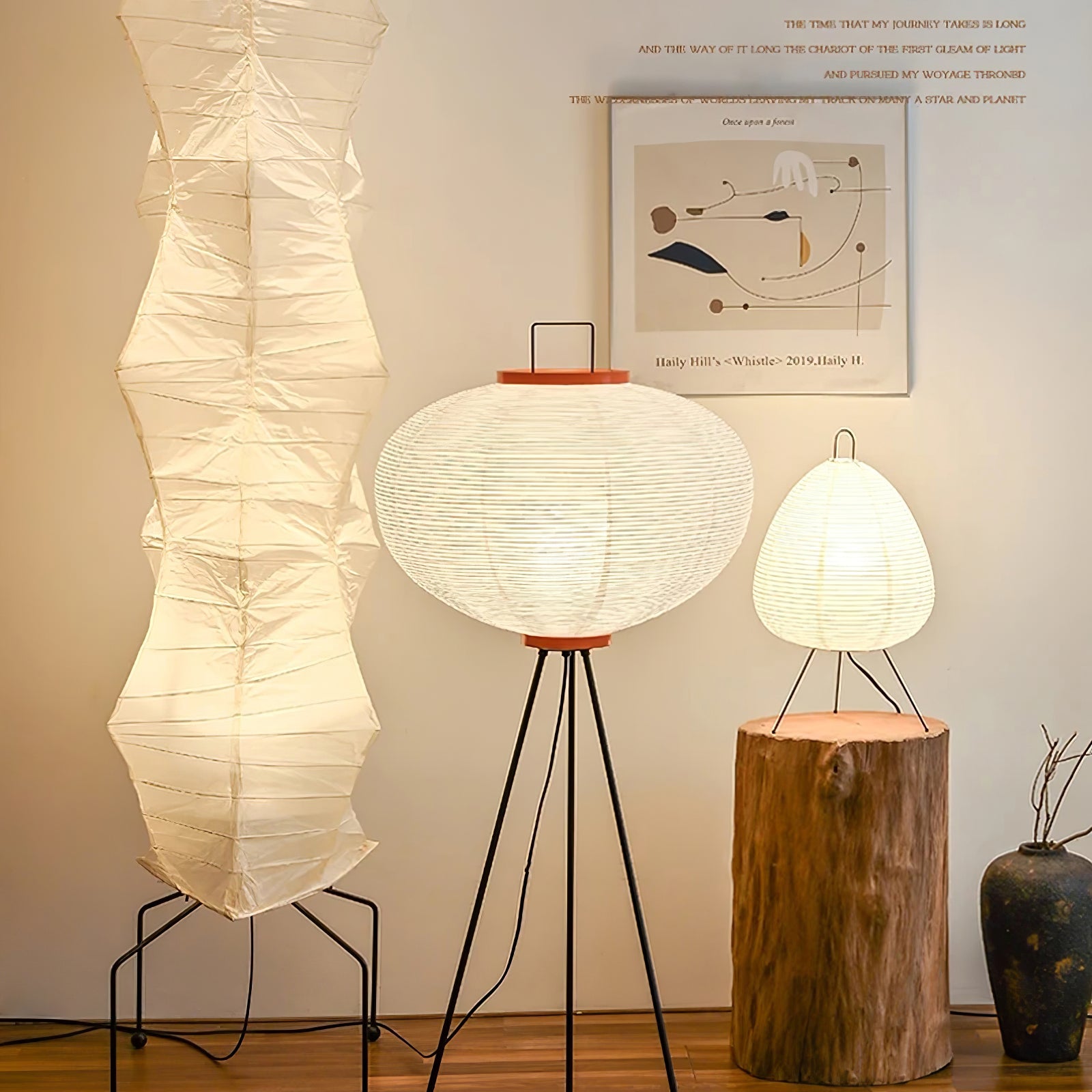 Floor Lamp | Tripod Lighting Fixture with Paper Shade