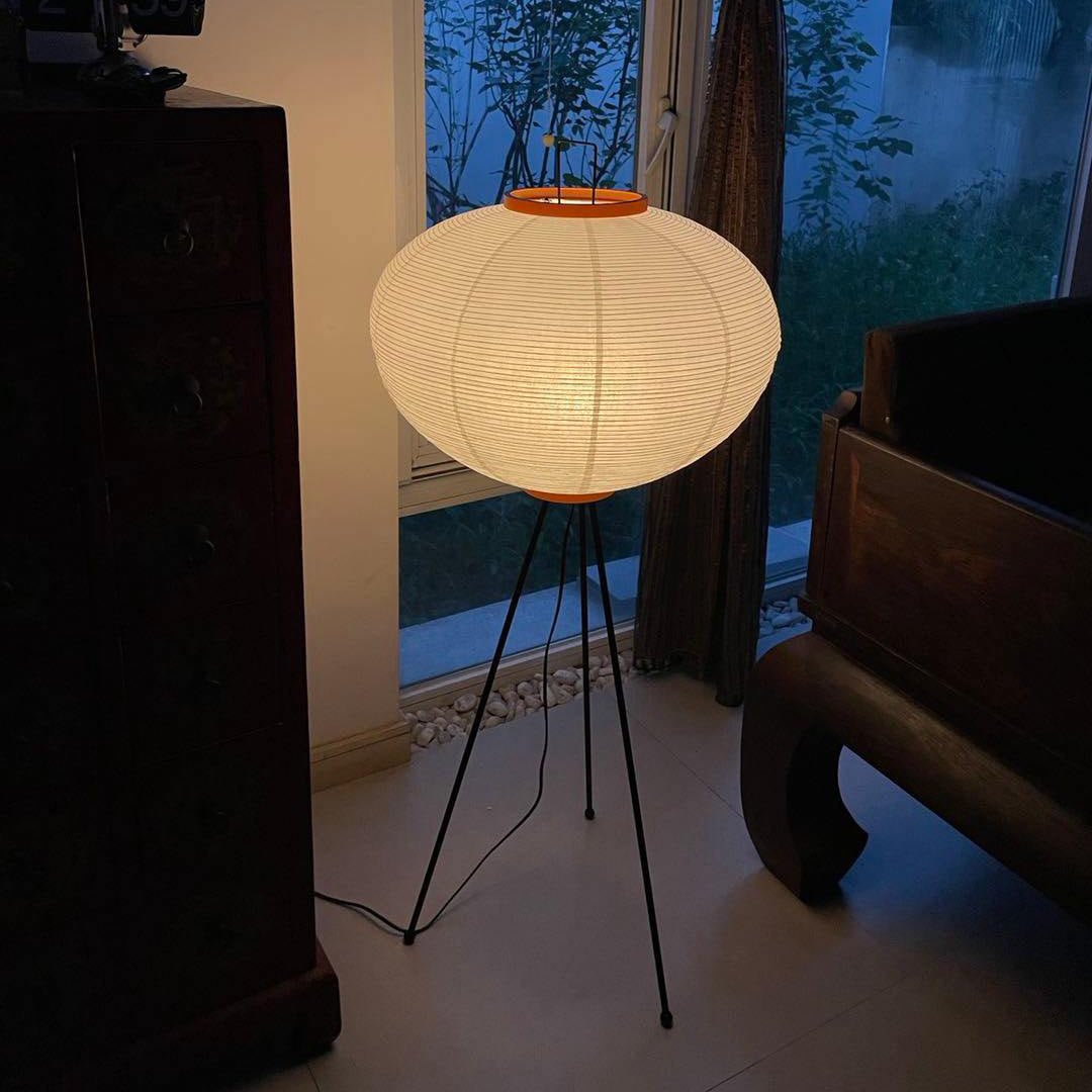 Floor Lamp | Tripod Lighting Fixture with Paper Shade