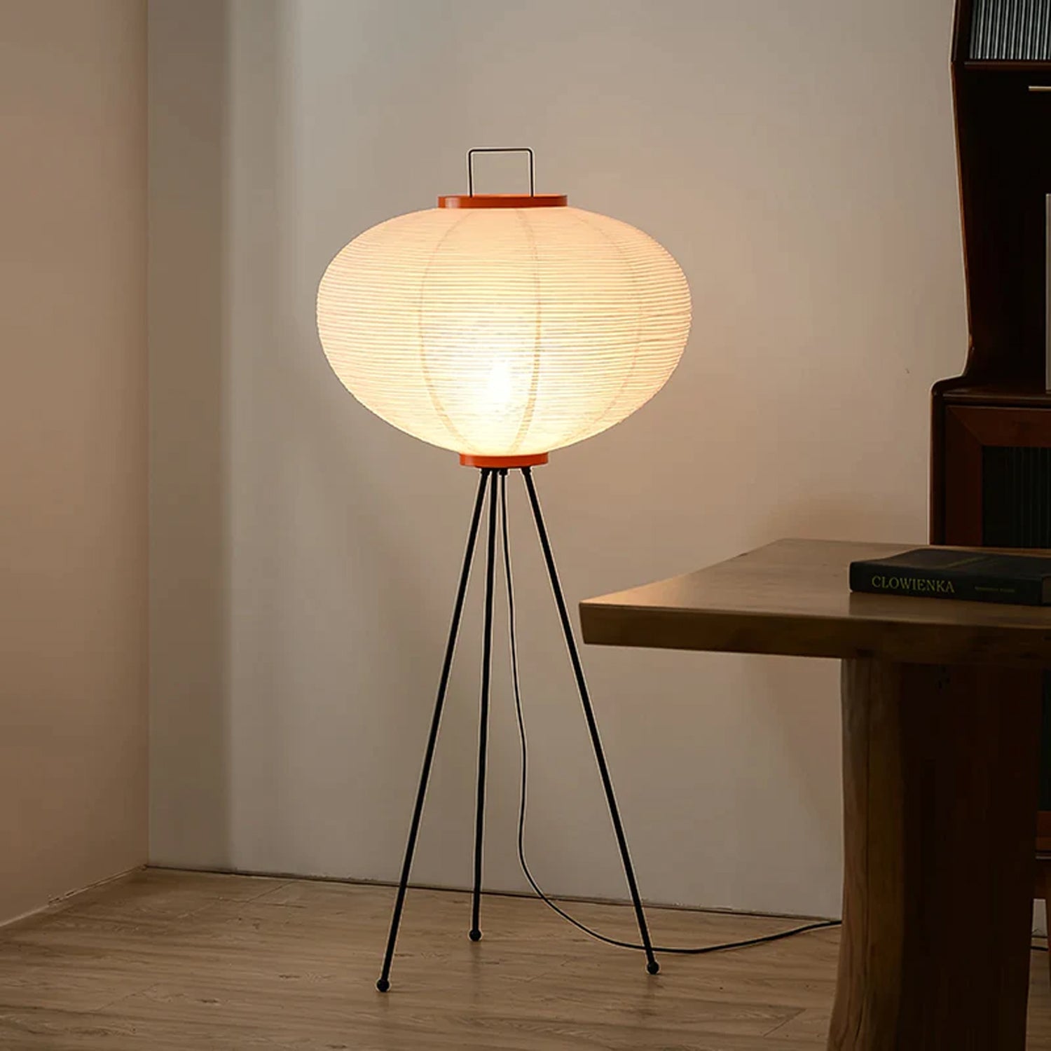 Floor Lamp | Tripod Lighting Fixture with Paper Shade
