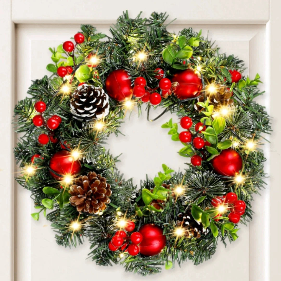 Christmas Wreath | LED Pinecone Door Decoration