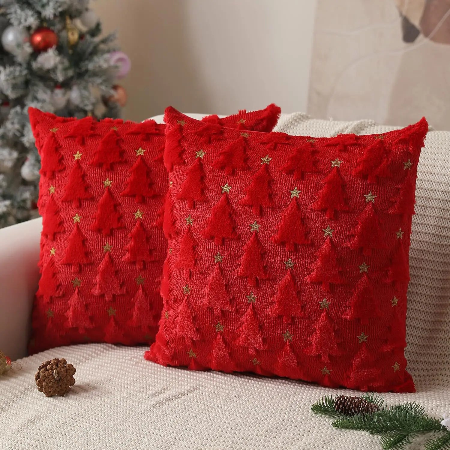 Cushion Christmas Covers | Textured Festive Pattern