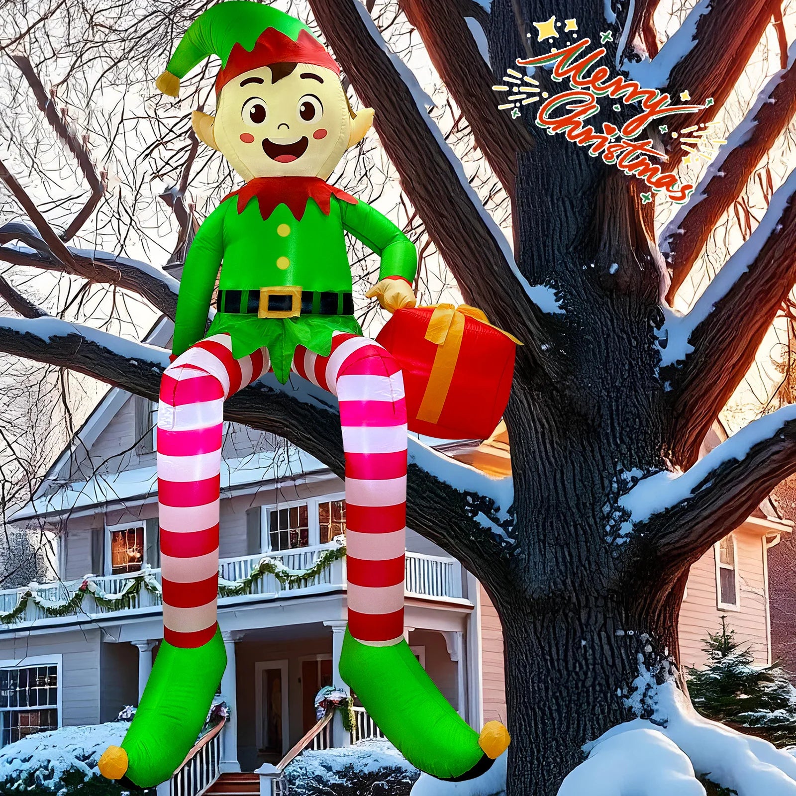 Inflatable Christmas Decoration | Sitting Elf Display