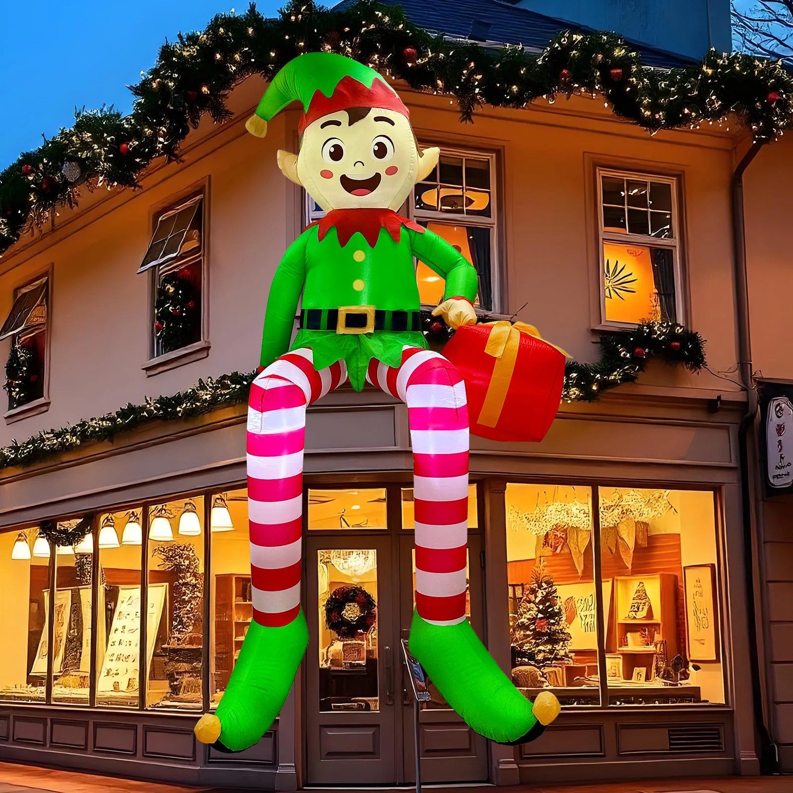 Inflatable Christmas Decoration | Sitting Elf Display