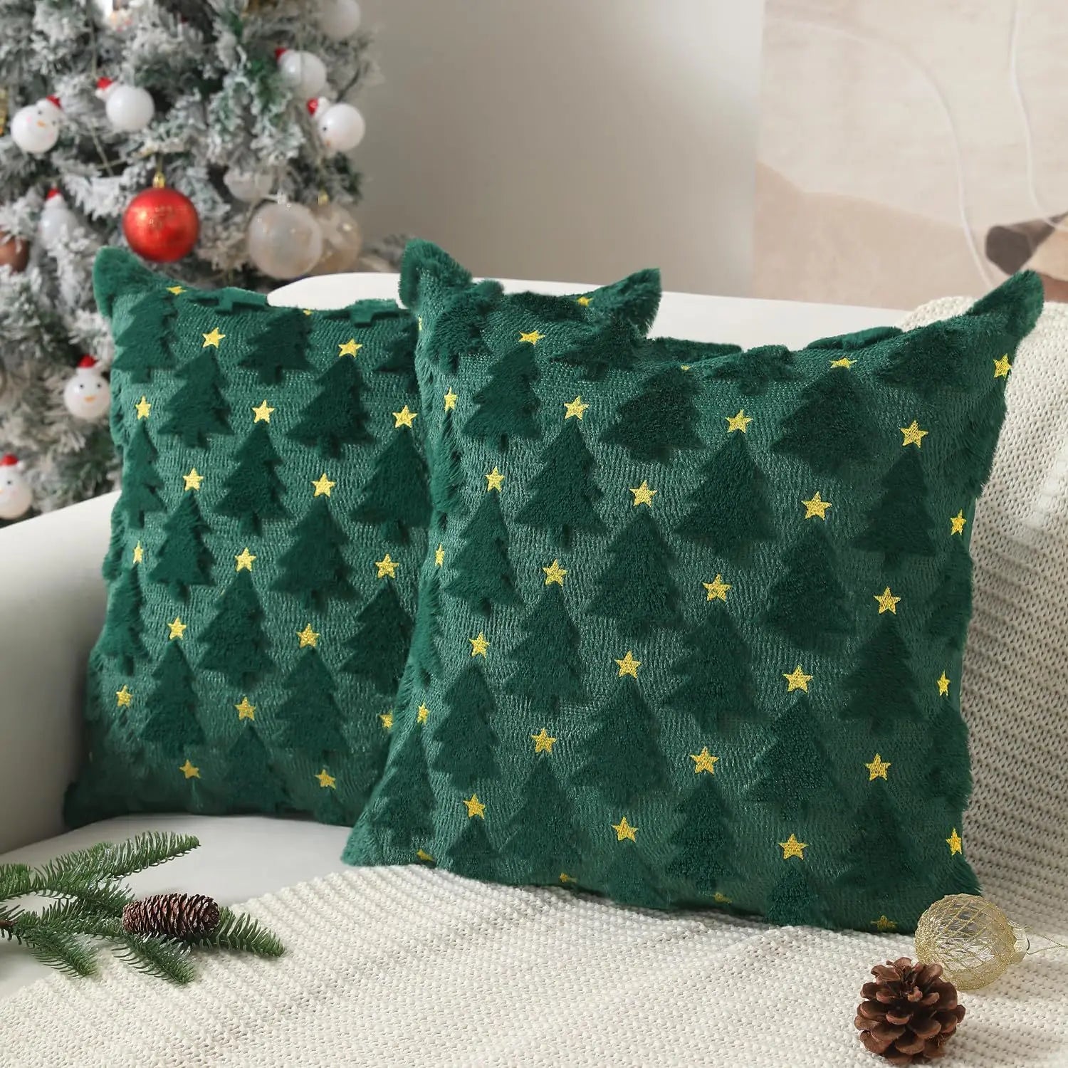 Cushion Christmas Covers | Textured Festive Pattern