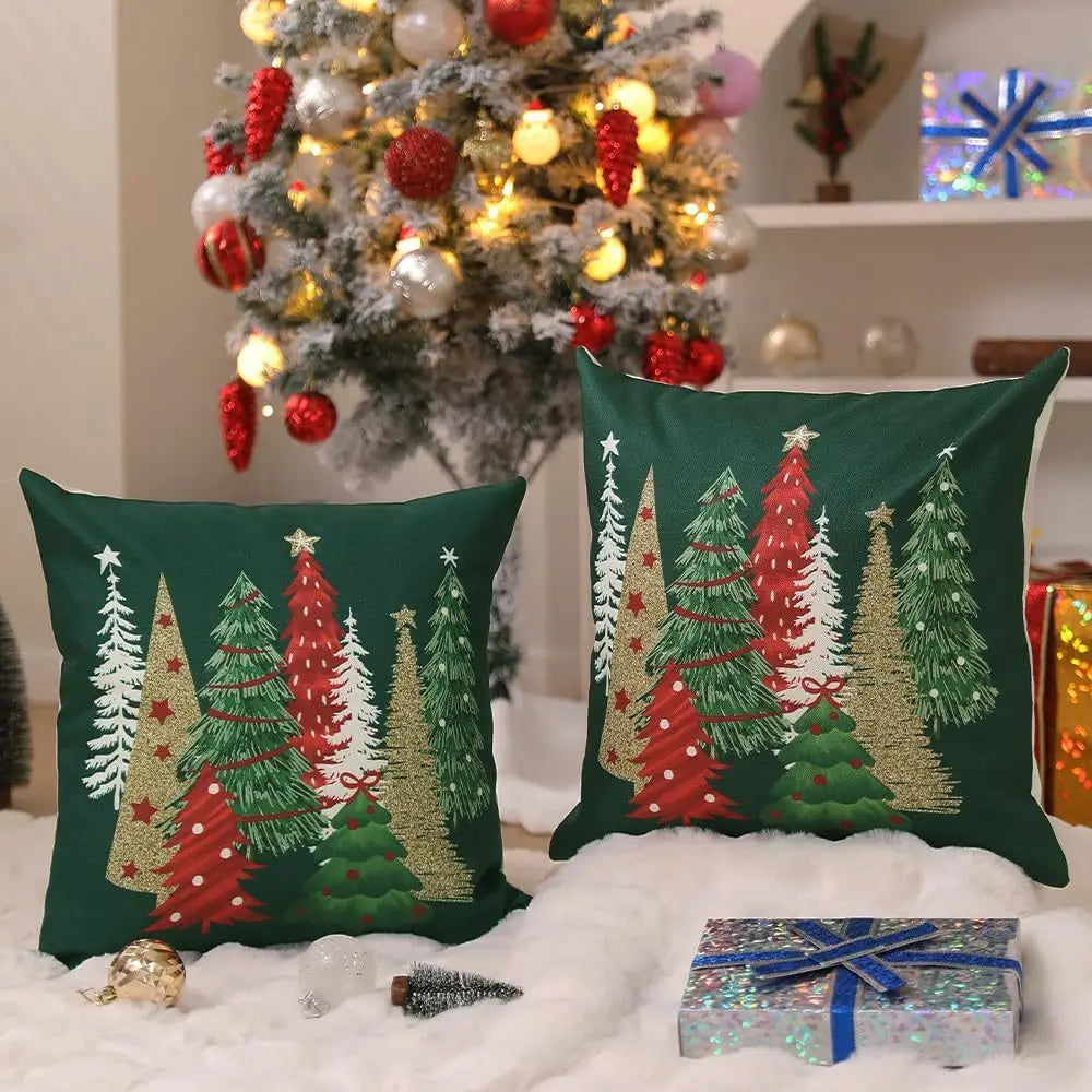 Cushion Christmas Covers | Tree and Plaid Design