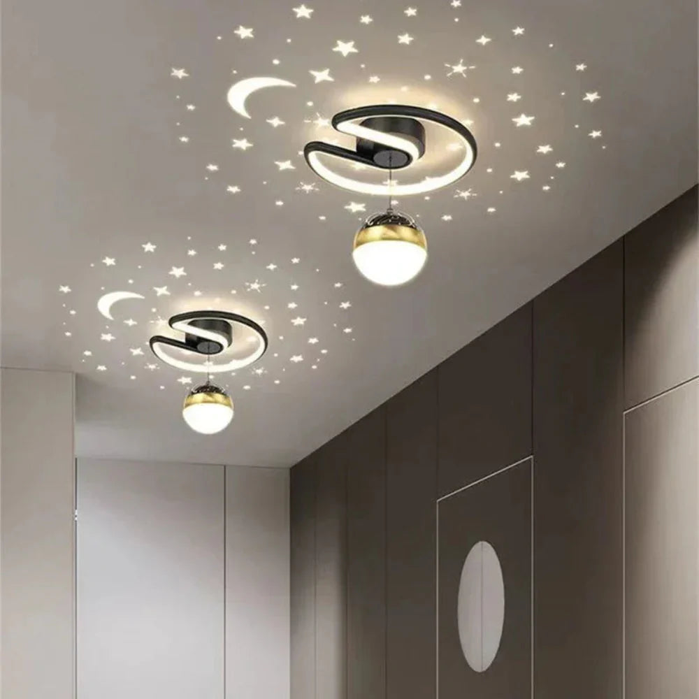 Dimmable LED Ceiling Light | Starry Sky Crescent Moon Fixture