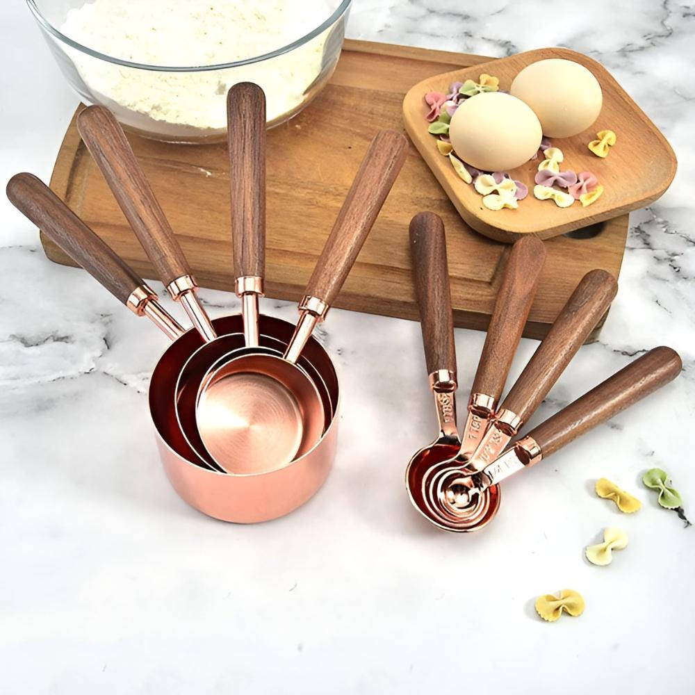 Kitchen Elegant Measuring Cups And Spoons Set | Copper Plated Design