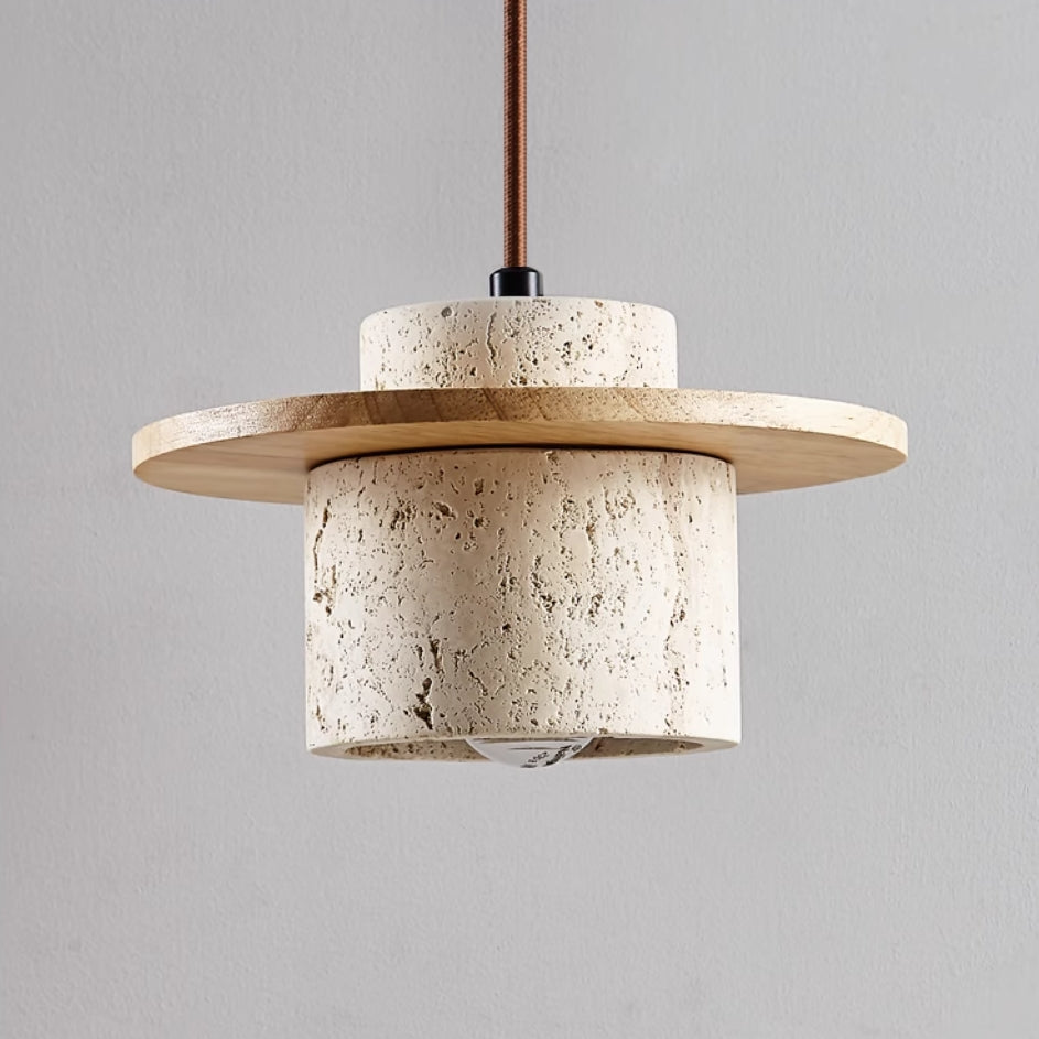 Modern Pendant Light | Travertine Stone Shade