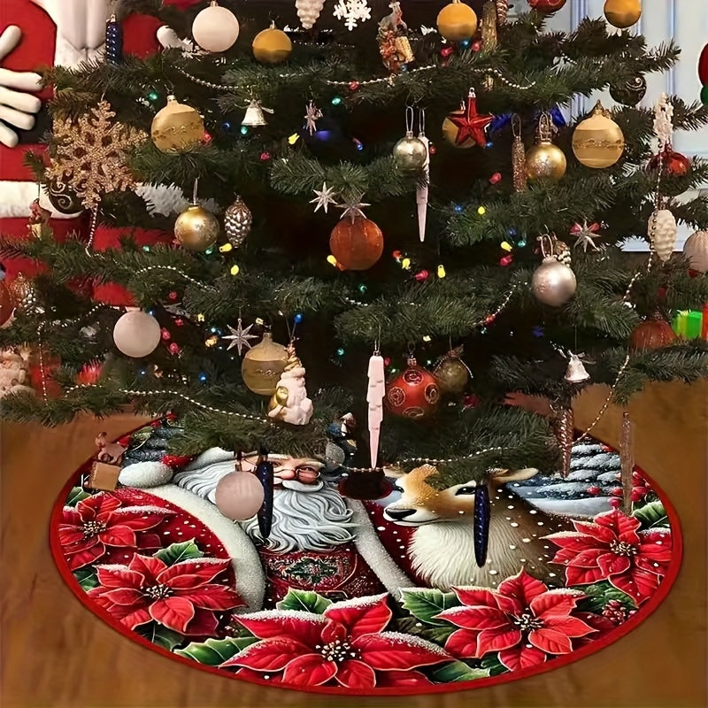 Tree Skirt Christmas | Santa and Reindeer Design