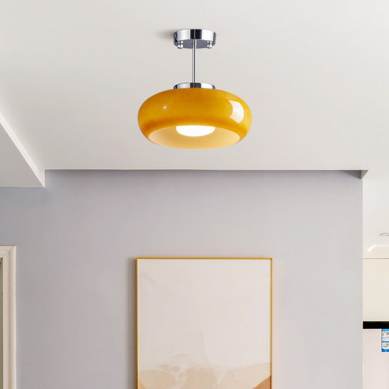 Living Room Modern Ceiling Light | Amber Glass Round