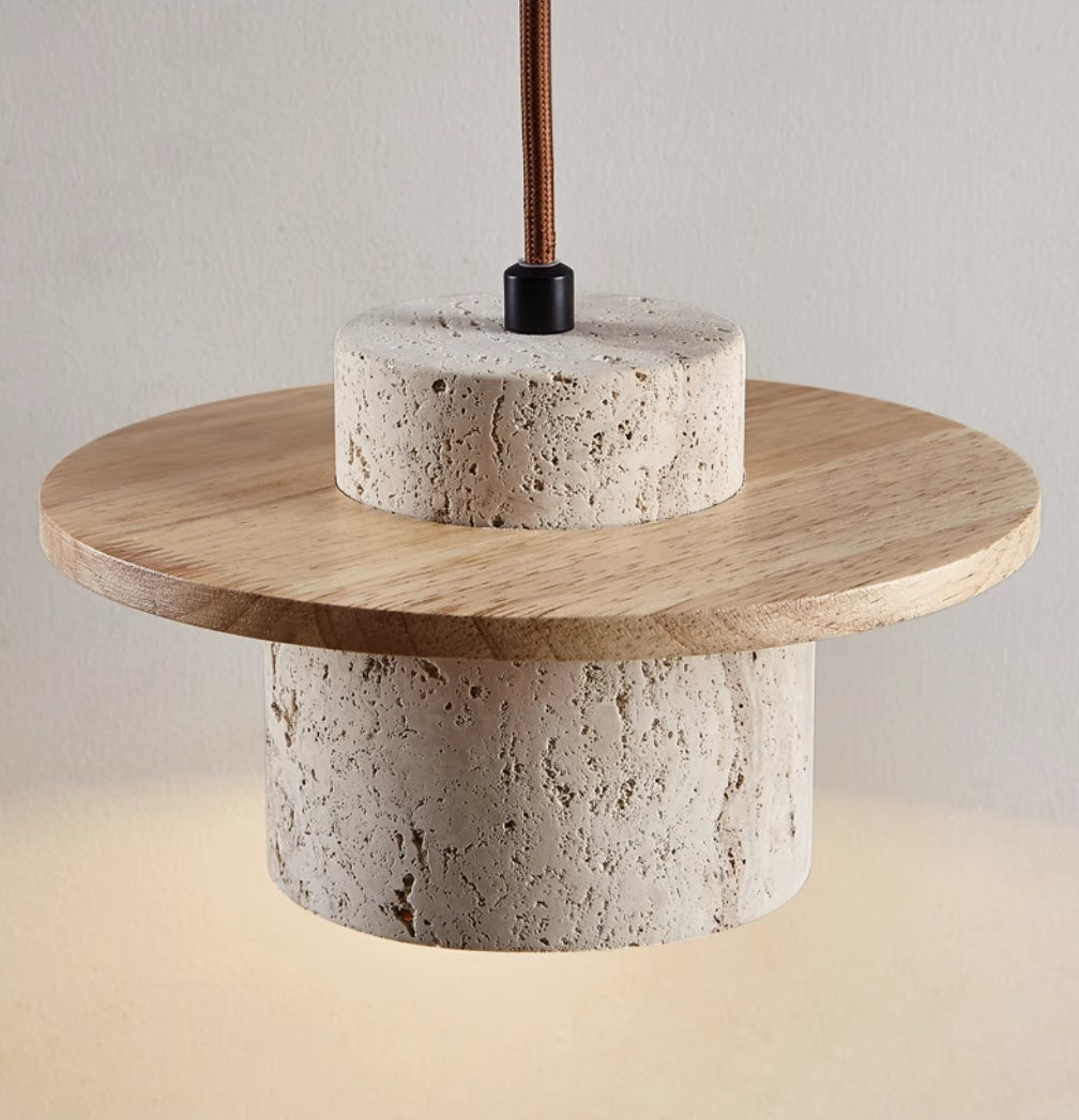 Modern Pendant Light | Travertine Stone Shade
