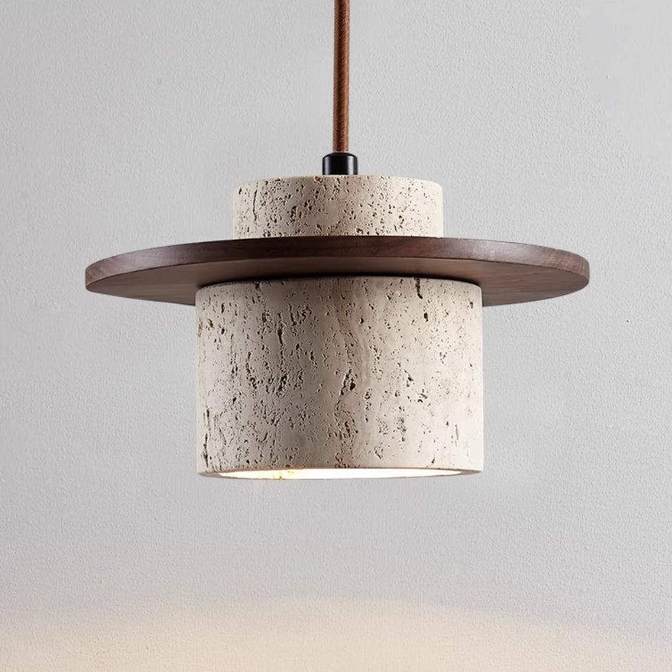 Modern Pendant Light | Travertine Stone Shade