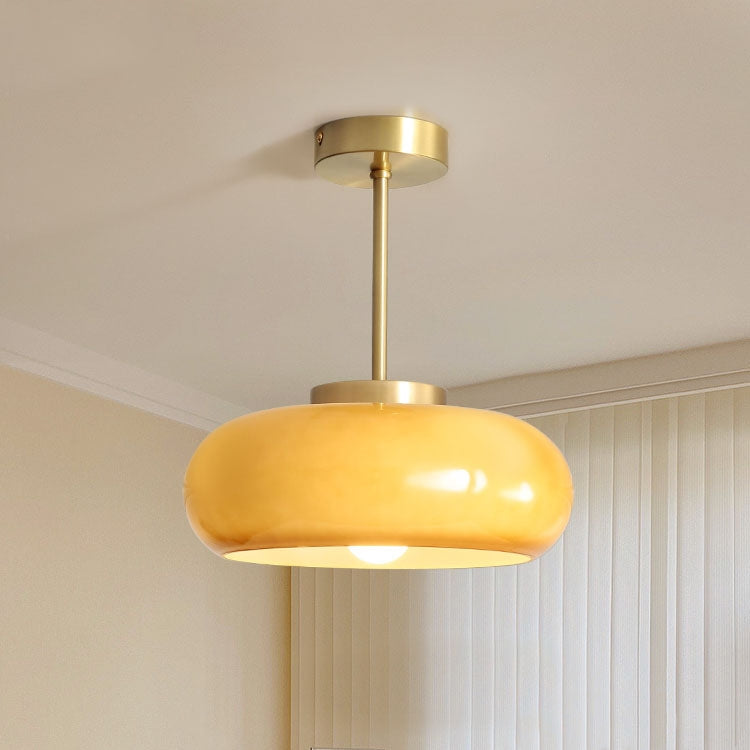 Living Room Modern Ceiling Light | Amber Glass Round