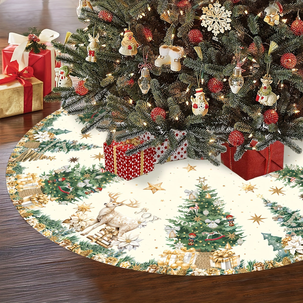 Tree Skirt Christmas | Tree and Plaid Print