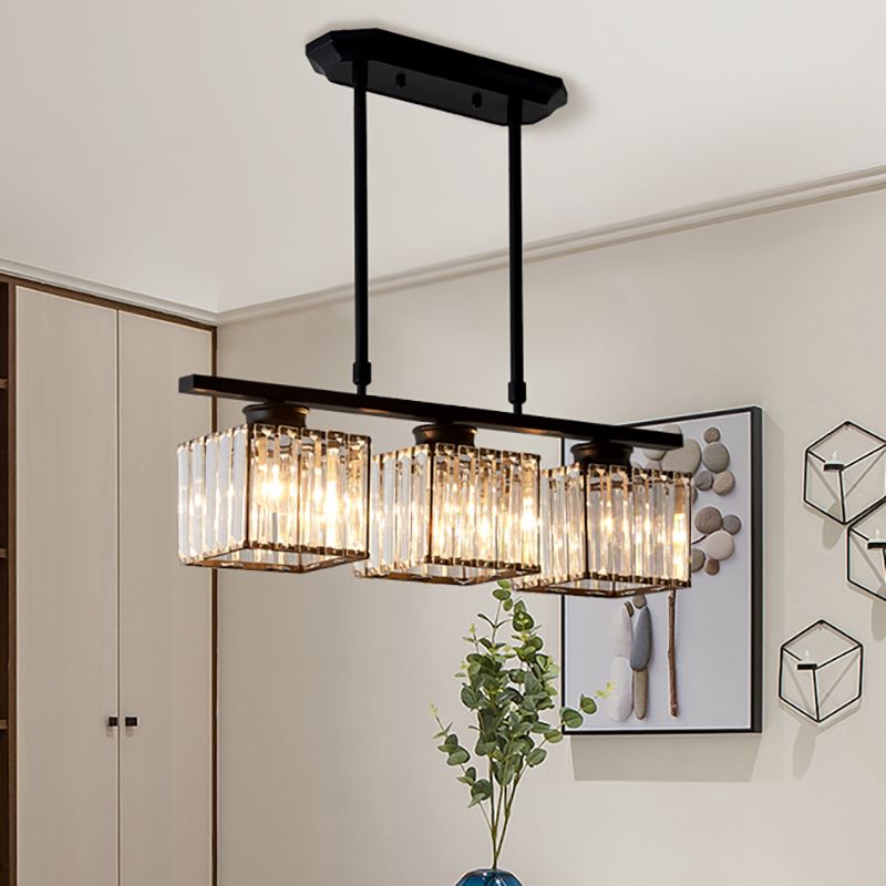 Dining Room Modern Pendant Light | Rectangular Multi Glass Shade