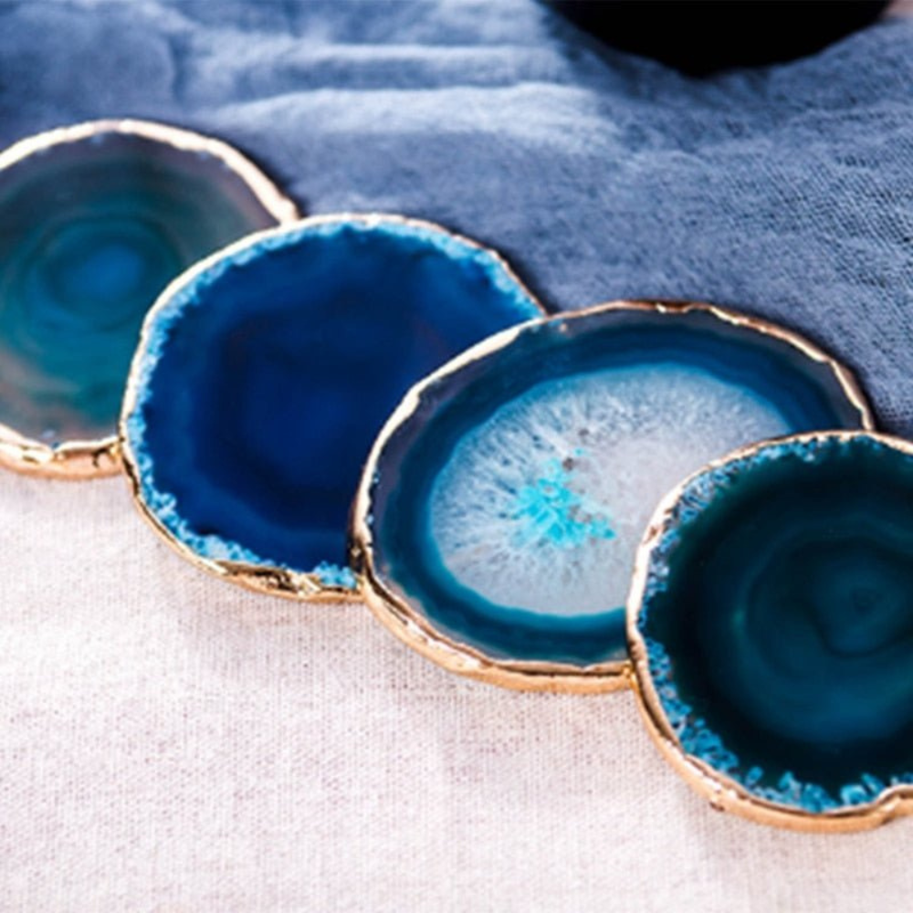 Living Room Elegant Coaster Set | Unique Blue Agate Design