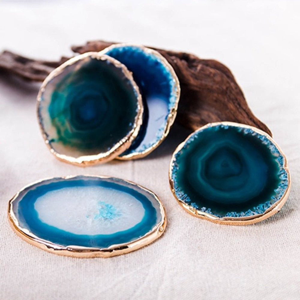 Living Room Elegant Coaster Set | Unique Blue Agate Design