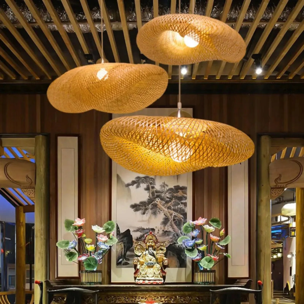 Woven Pendant Light | LED Indoor Hanging Lamp for Dining and Living Room