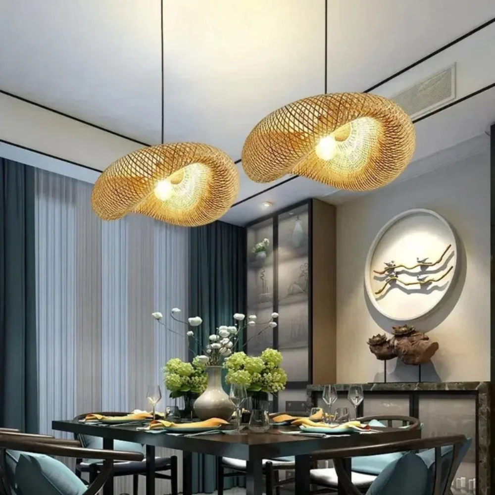 Woven Pendant Light | LED Indoor Hanging Lamp for Dining and Living Room