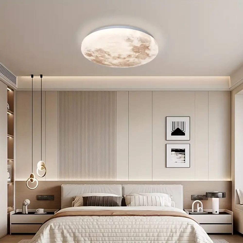 Bedroom Minimalist LED Ceiling Light | Round Flush Mount Fixture