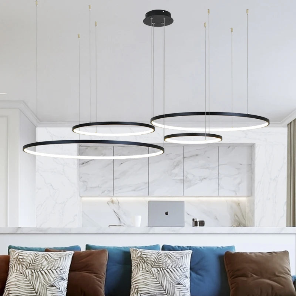Contemporary Ring LED Chandelier | Line Suspension Light for Interior Lighting