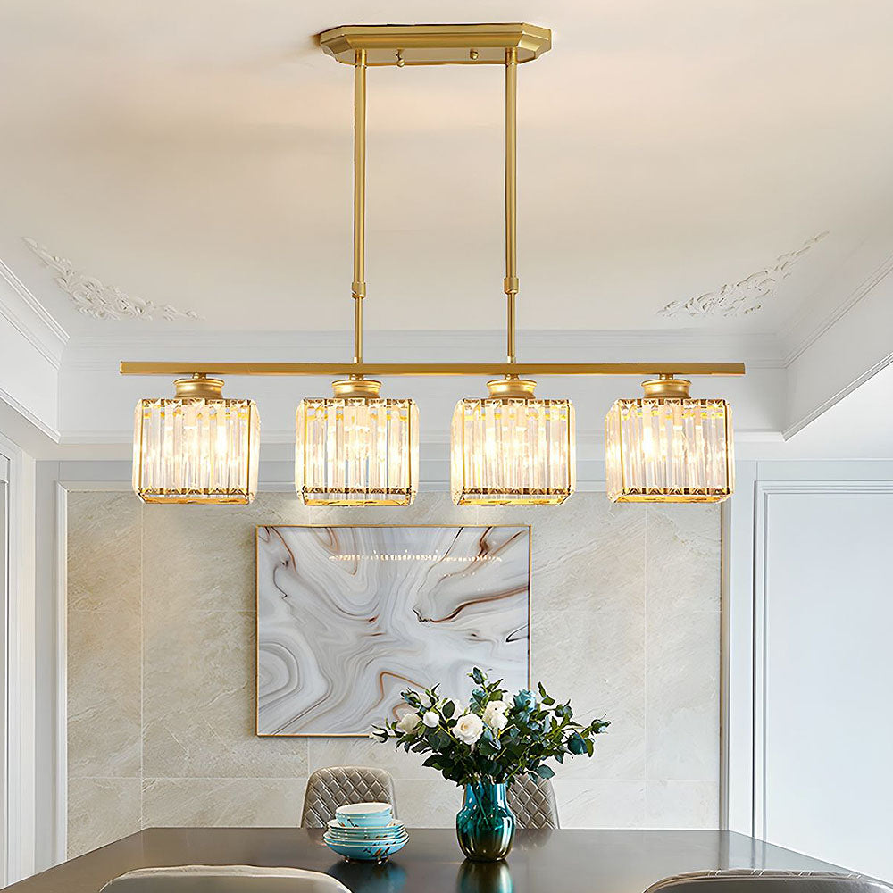 Dining Room Modern Pendant Light | Rectangular Multi Glass Shade