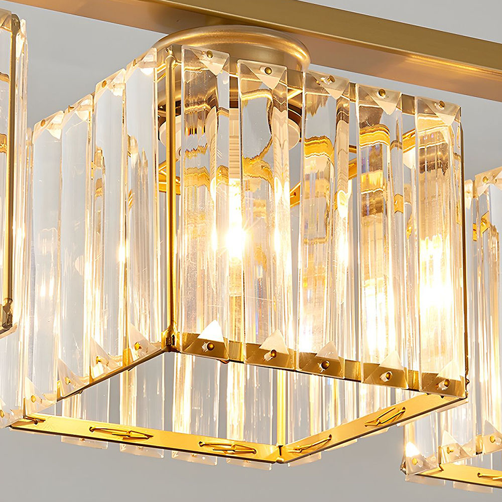 Dining Room Modern Pendant Light | Rectangular Multi Glass Shade