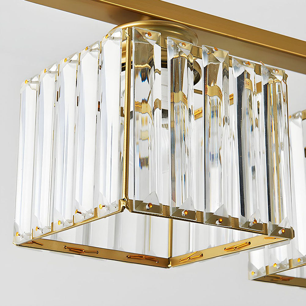 Dining Room Modern Pendant Light | Rectangular Multi Glass Shade