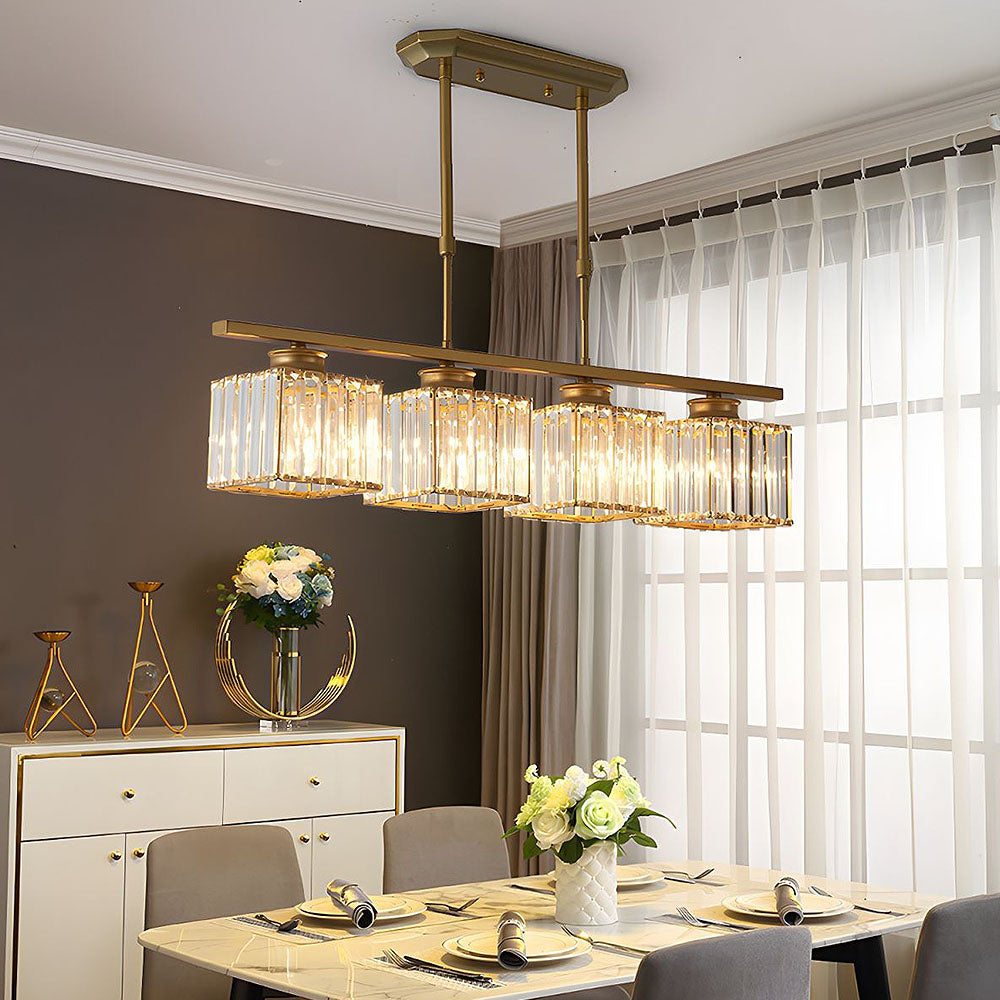 Dining Room Modern Pendant Light | Rectangular Multi Glass Shade