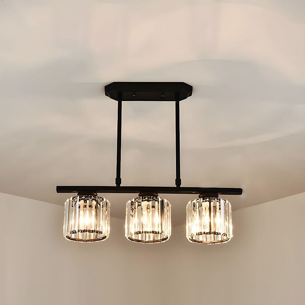 Dining Room Modern Pendant Light | Rectangular Multi Glass Shade