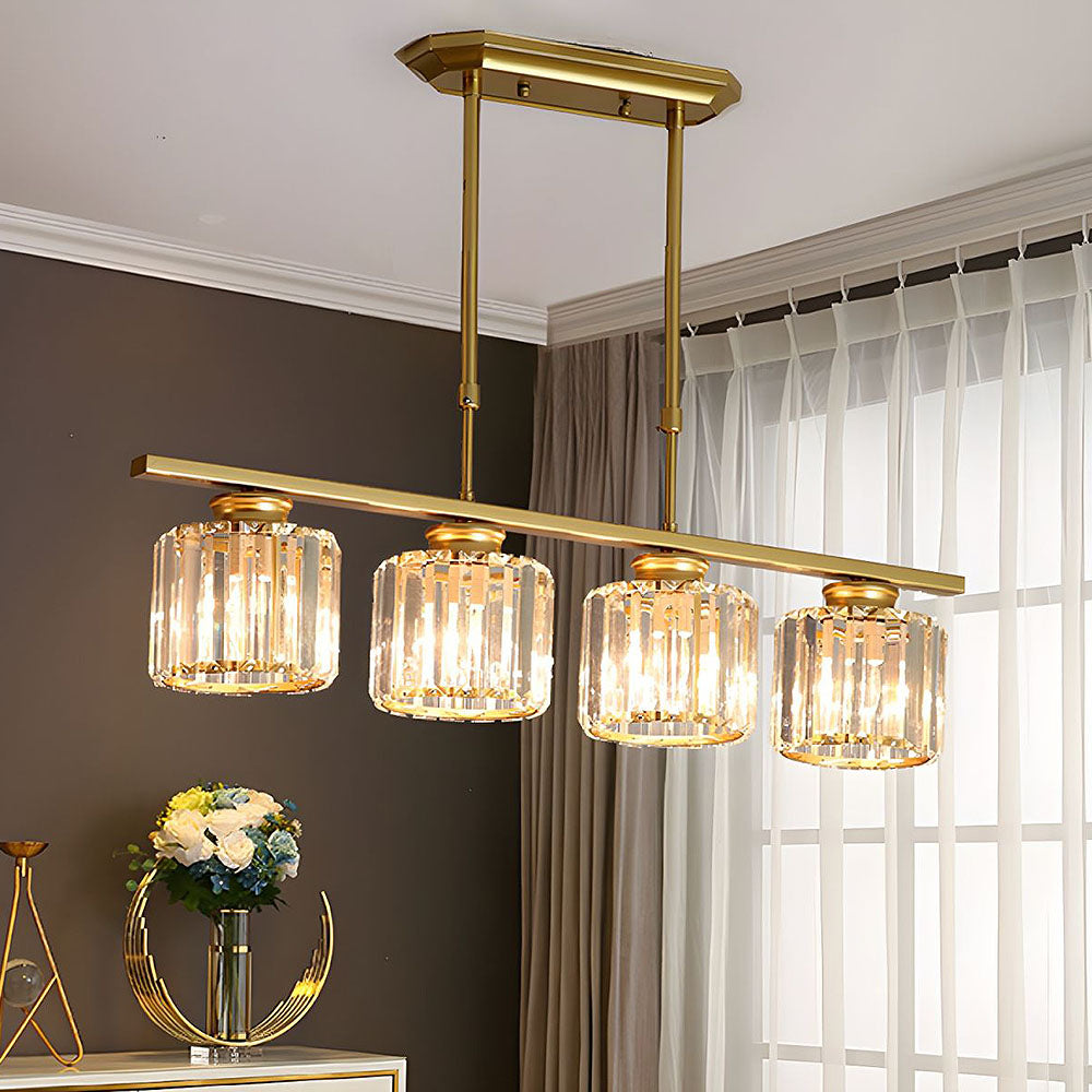 Dining Room Modern Pendant Light | Rectangular Multi Glass Shade