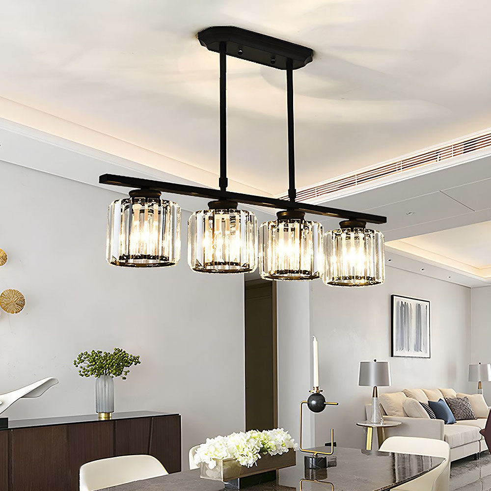 Dining Room Modern Pendant Light | Rectangular Multi Glass Shade