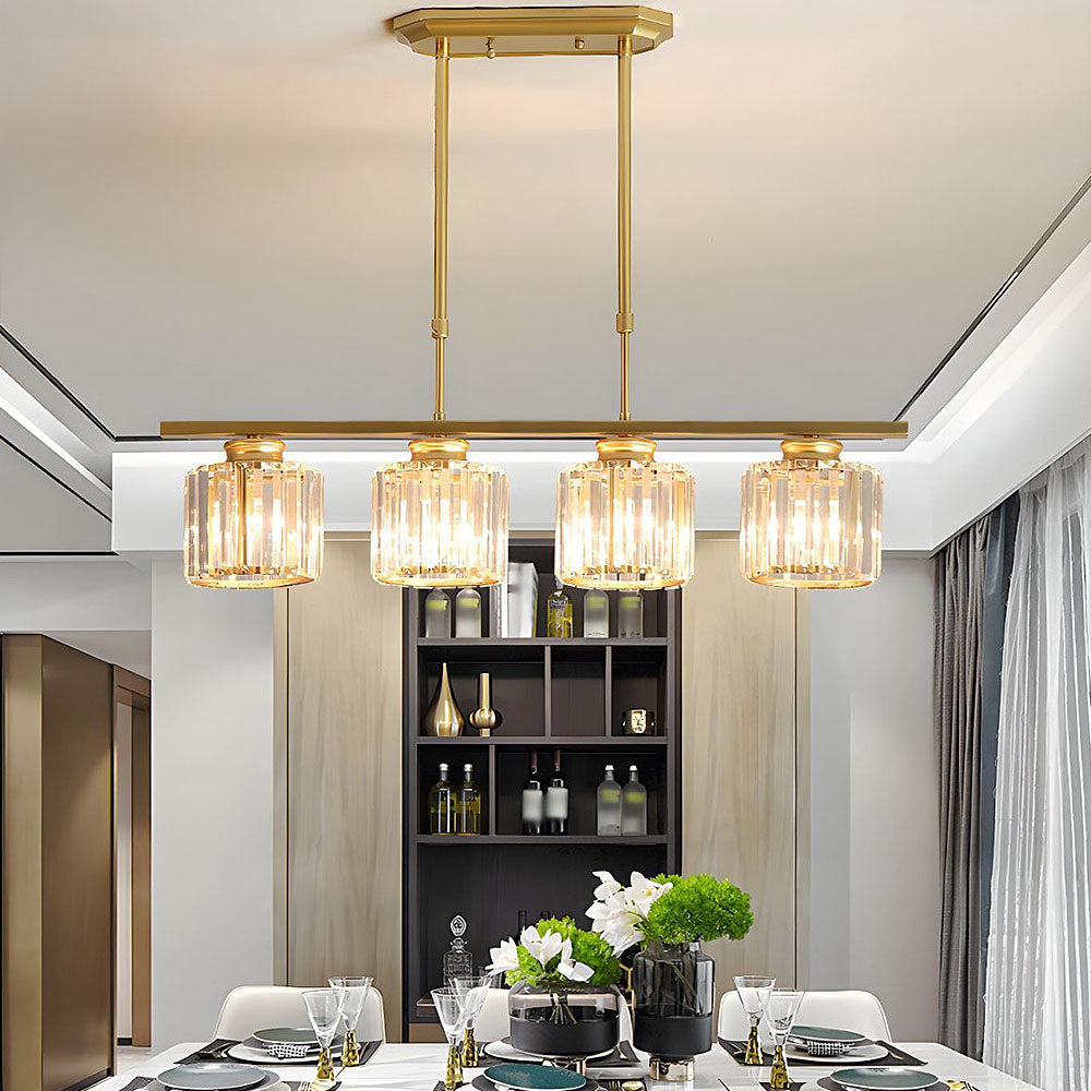 Dining Room Modern Pendant Light | Rectangular Multi Glass Shade