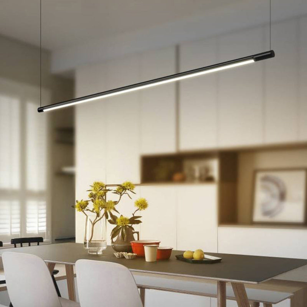 Minimalist Linear LED Pendant Light | Modern Hanging Fixture for Living Room