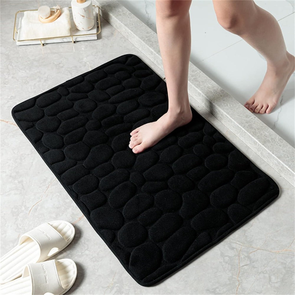 Bathroom Plush Non-Slip Bath Mat | Cobblestone Embossed Design