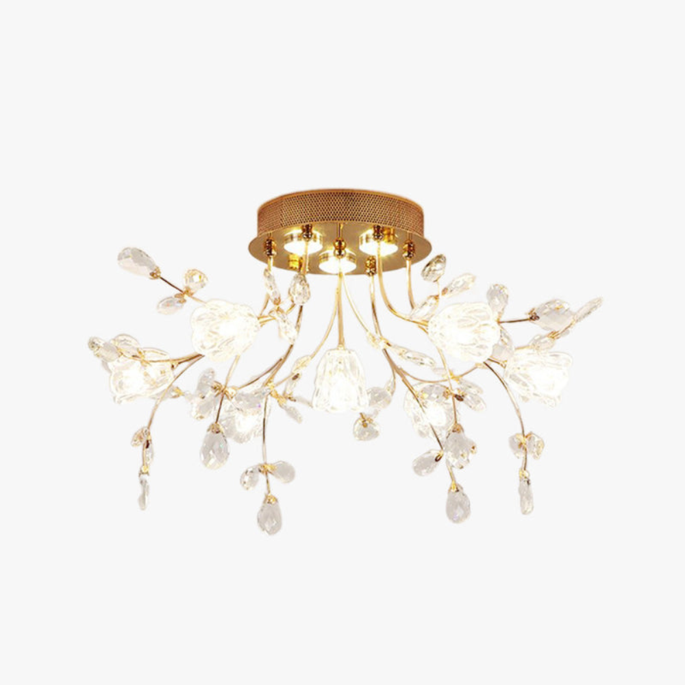 Art Deco Flower Ceiling Light | Elegant Flush Mount Fixture for Living Room or Bedroom