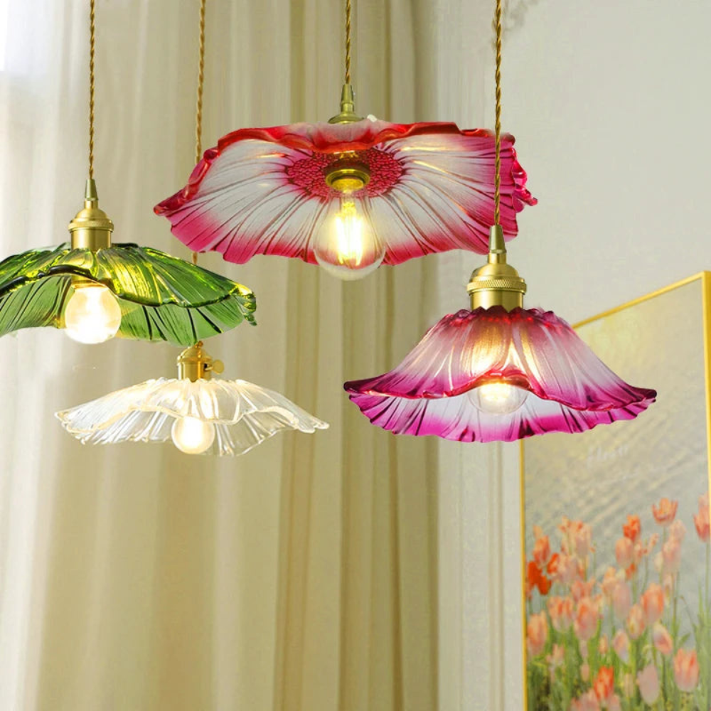 Vintage Pendant Light | Floral Hanging Fixture for Living Room, Bedroom, Dining Area