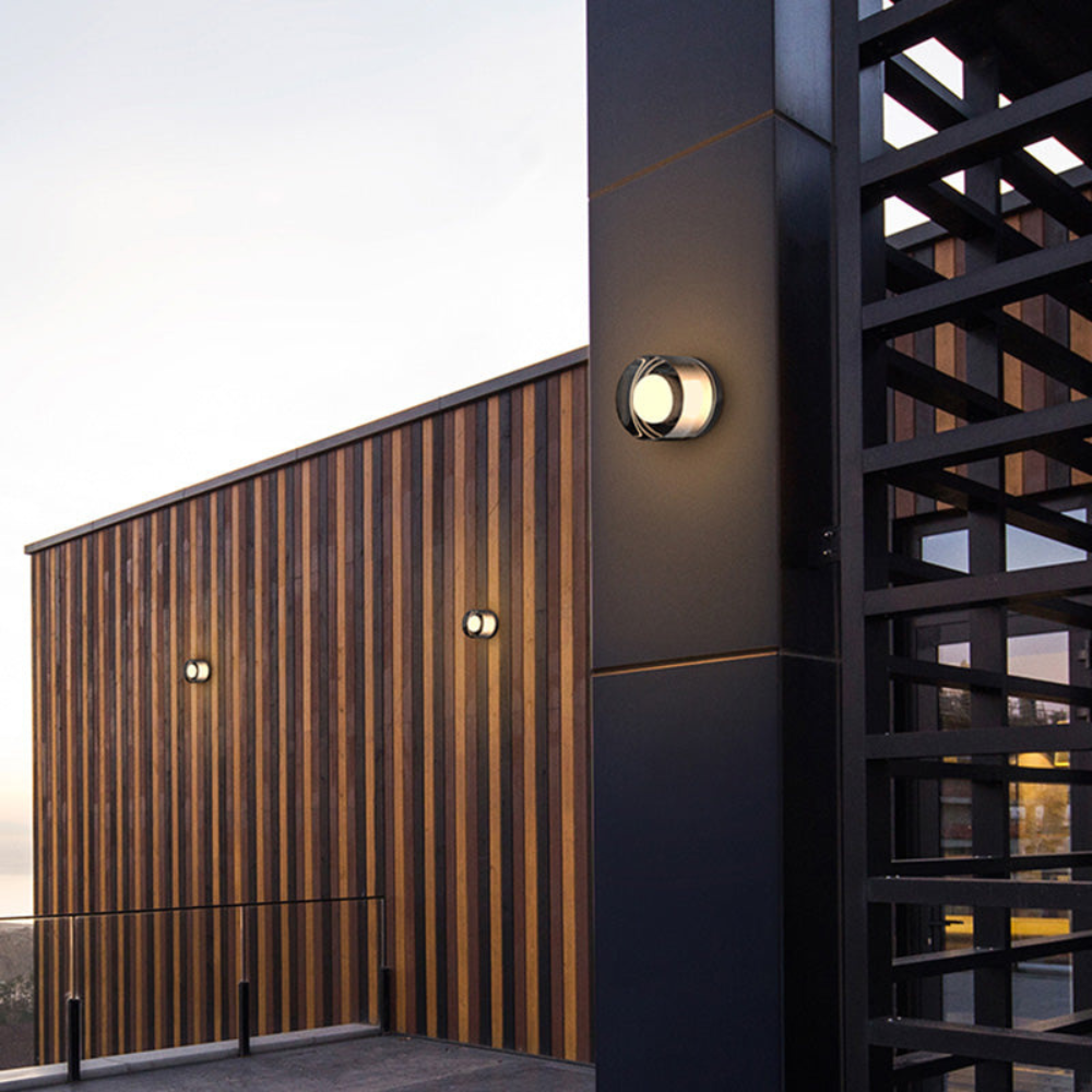 Mini Outdoor Wall Lamp | Modern Drum Design