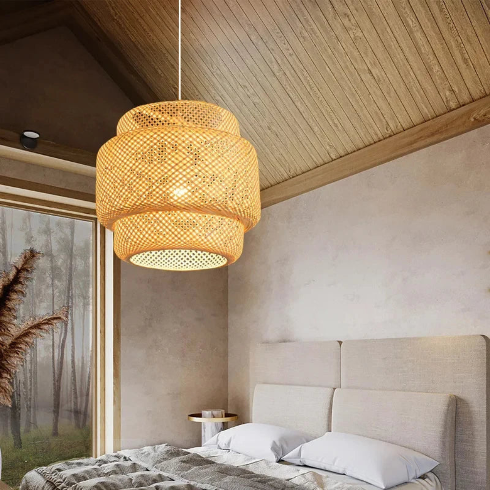 Woven Pendant Light for Dining Room | Handwoven Ceiling Fixture for Home Decor