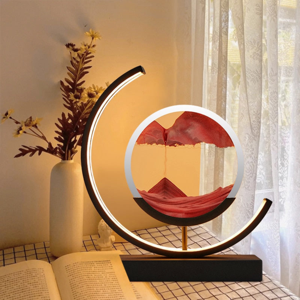 Living Room Dynamic Table Lamp | Crescent-Shaped Sand Art Design