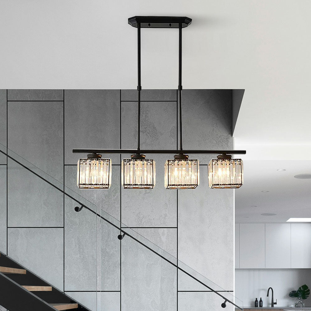 Dining Room Modern Pendant Light | Rectangular Multi Glass Shade