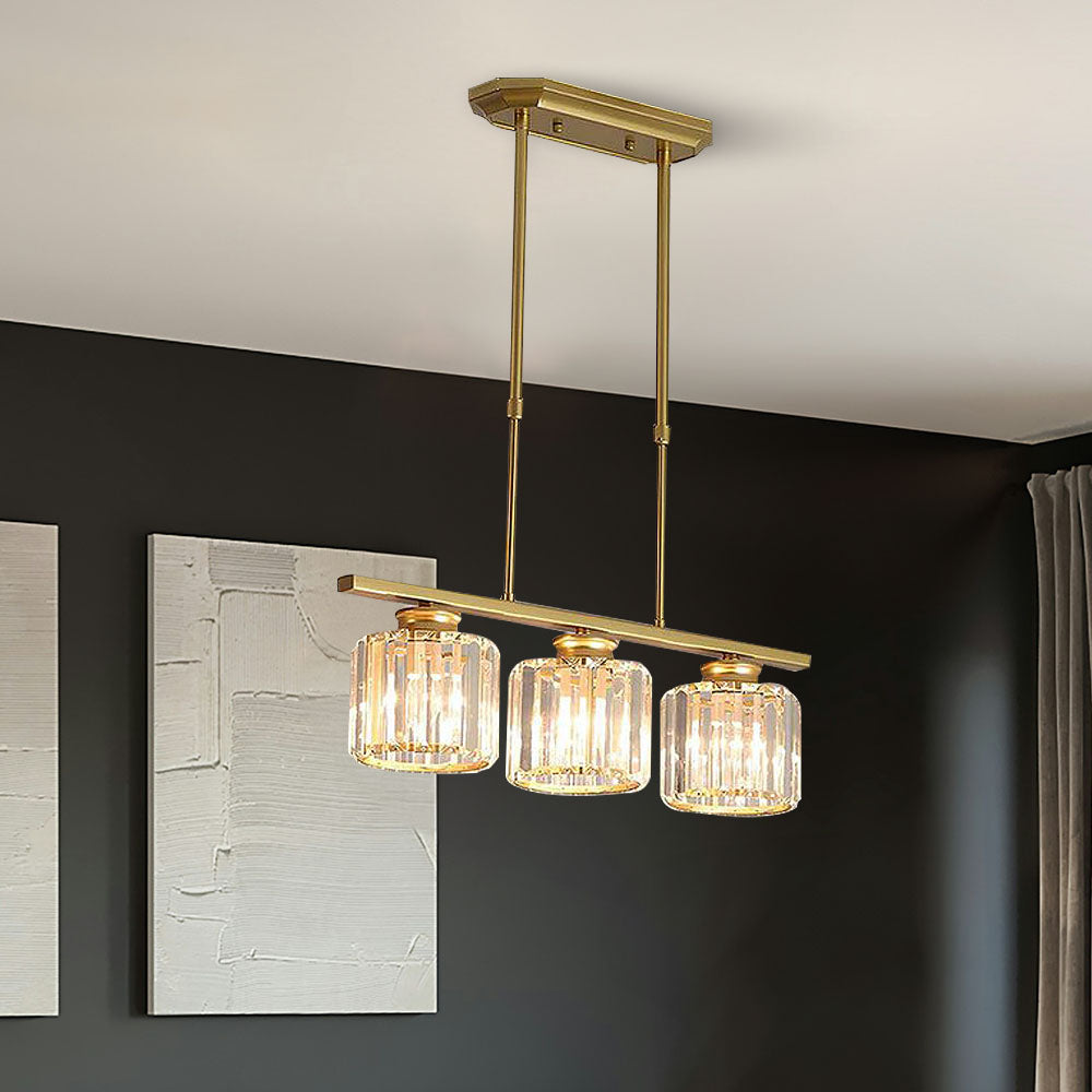 Dining Room Modern Pendant Light | Rectangular Multi Glass Shade