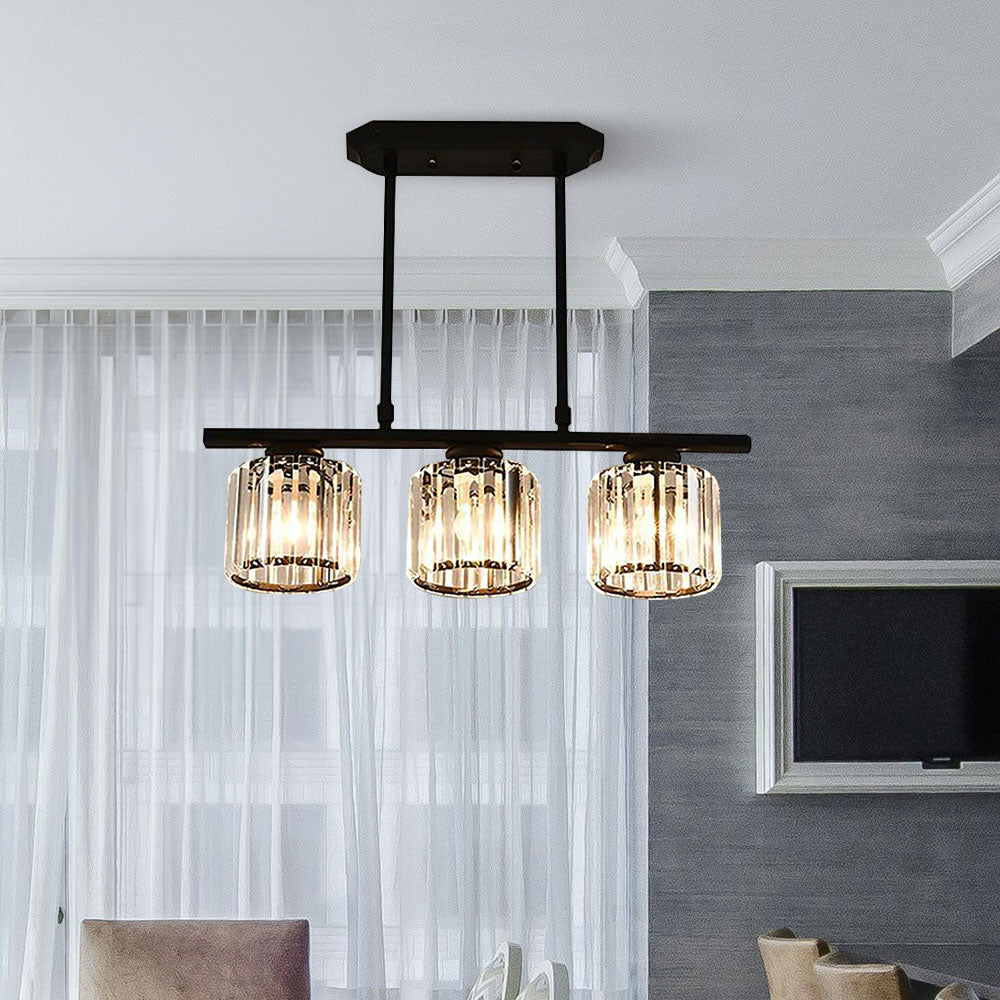 Dining Room Modern Pendant Light | Rectangular Multi Glass Shade