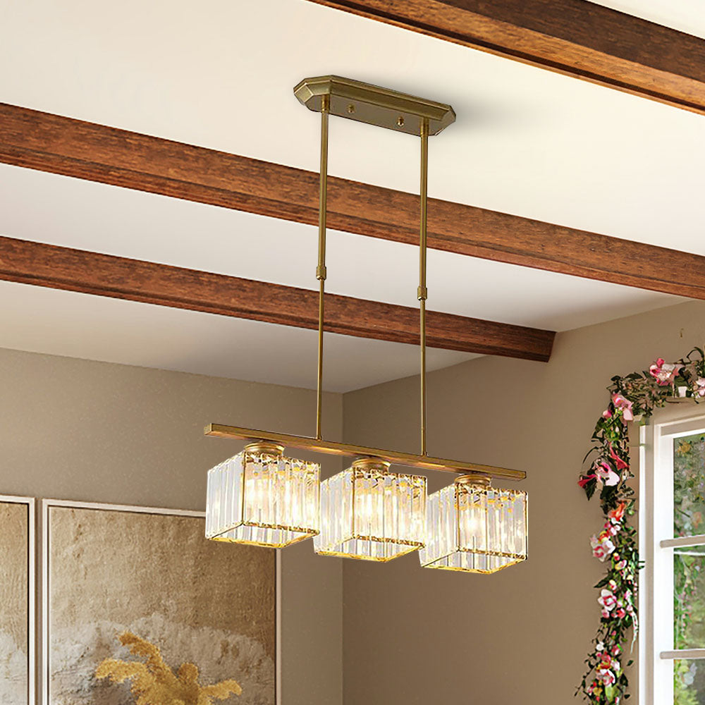 Dining Room Modern Pendant Light | Rectangular Multi Glass Shade