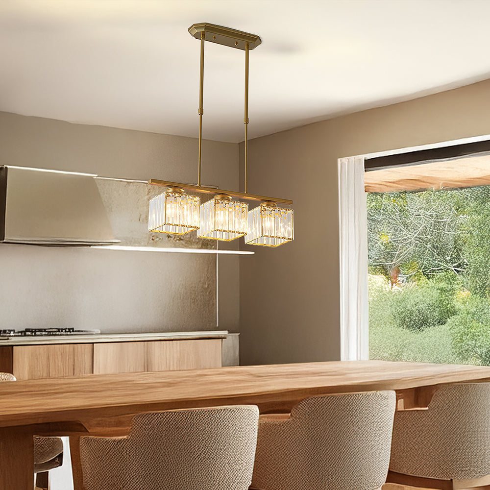 Dining Room Modern Pendant Light | Rectangular Multi Glass Shade