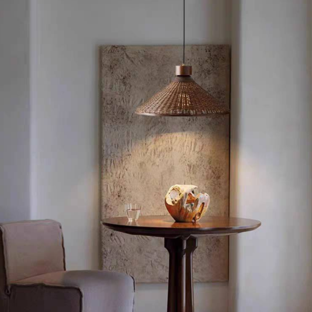 Retro LED Pendant Ceiling Light | Woven Look Fixture for Living Room, Restaurant, and Hotel