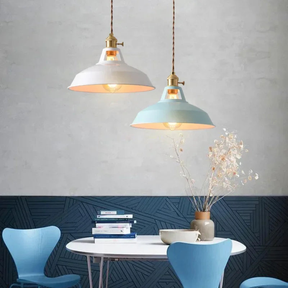 Retro Industrial Pendant Light | Colorful Ceiling Fixture for Kitchen or Dining Room Decor