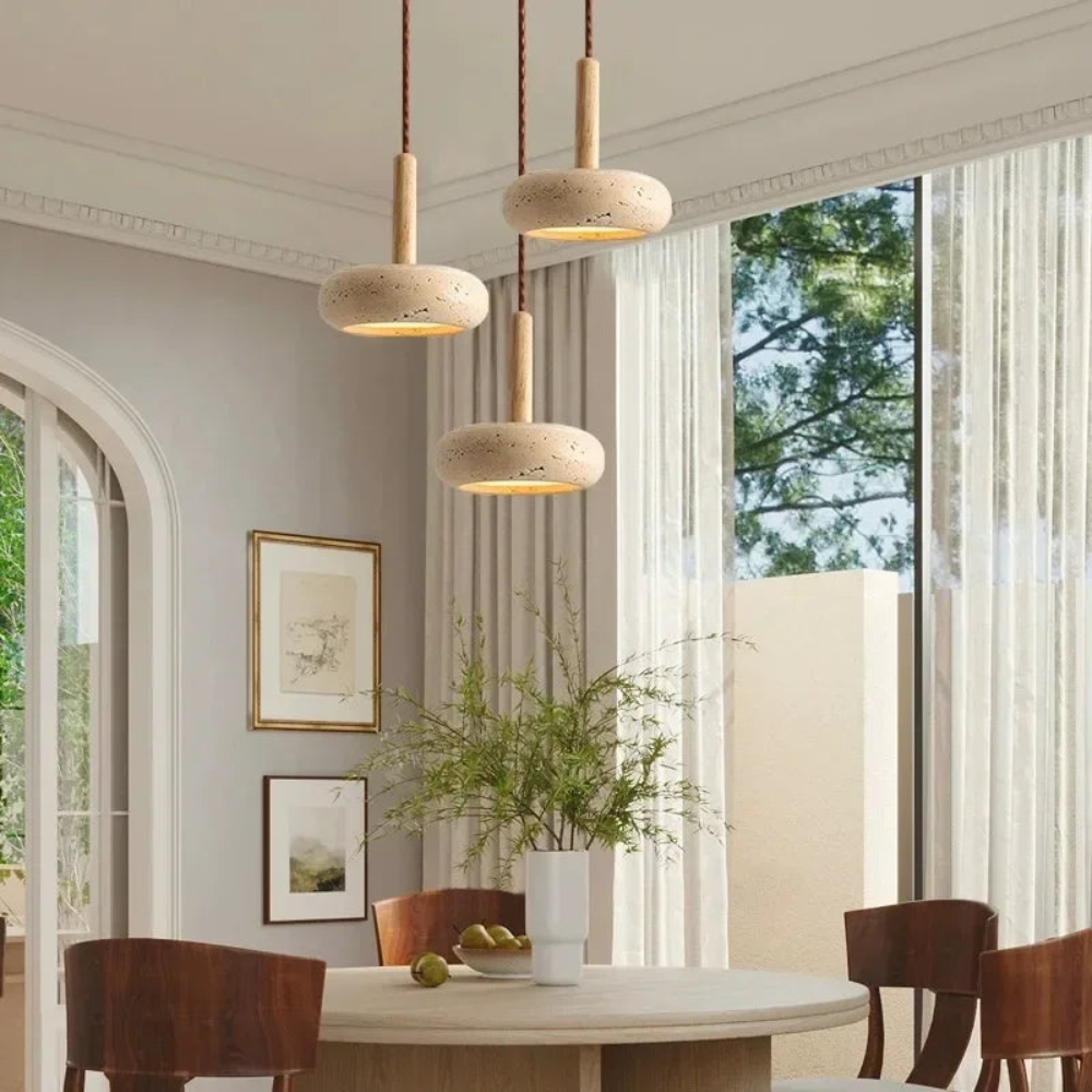 Modern Pendant Light for Bedroom or Living Room | Minimalist Stone-Inspired Design