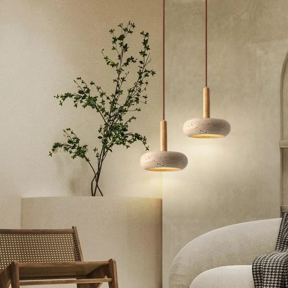 Modern Pendant Light for Bedroom or Living Room | Minimalist Stone-Inspired Design